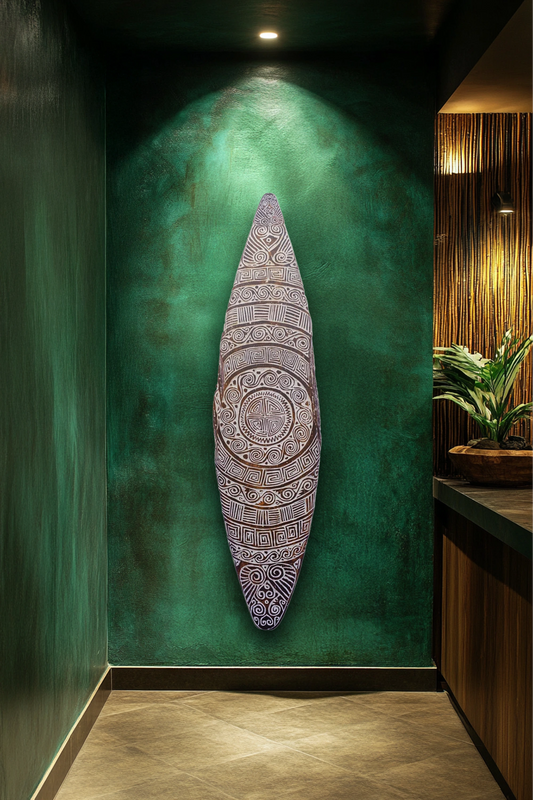 Tribal Carved Surf Board Wall Decor - Style 2