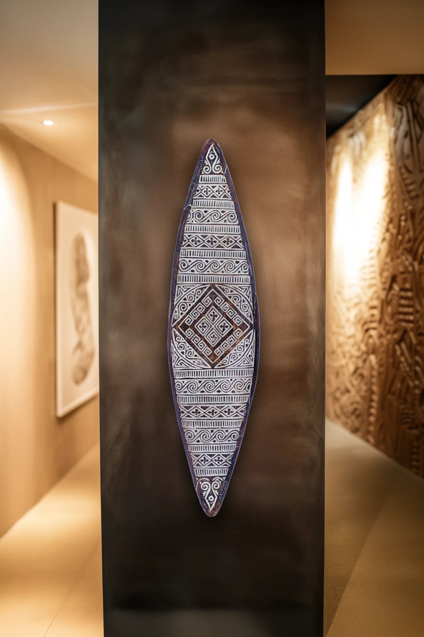 Tribal Carved Surf Board Wall Decor - Style 5