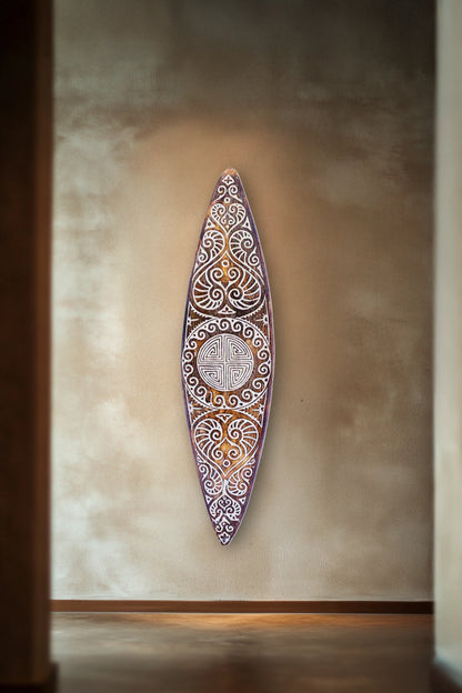 Tribal Carved Surf Board Wall Decor - Style 10