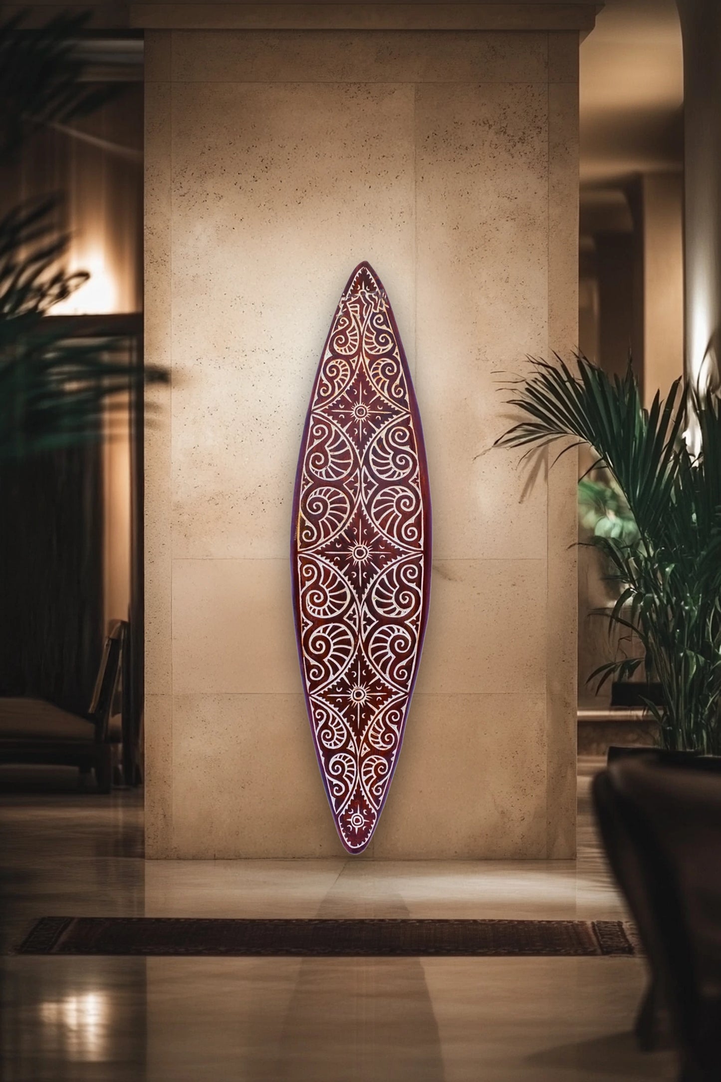 Tribal Carved Surf Board Wall Decor - Style 9