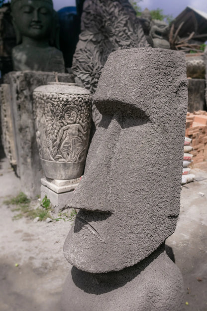 Moai Easter Island Statue With Flower Pot Inside Head - Large