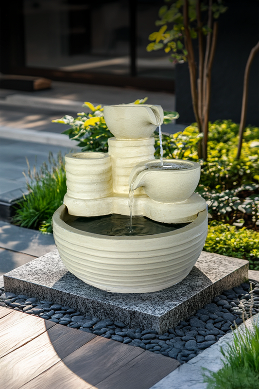 Cascading Water Fountain with Mini Planter