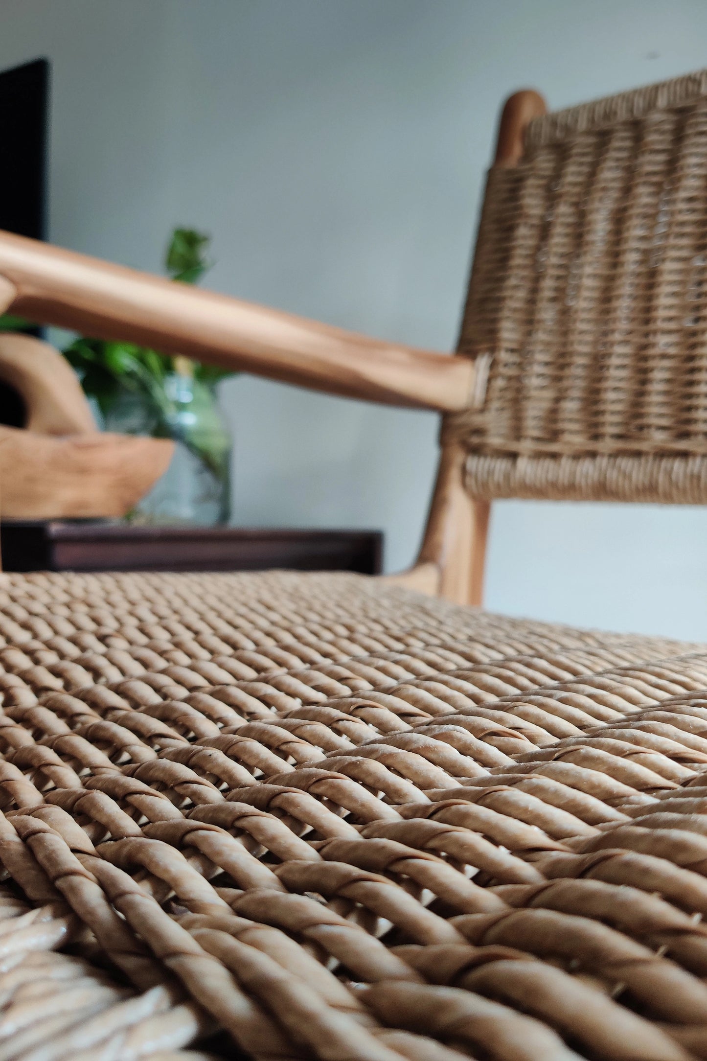 Rattan Teak Dining Chair with arms